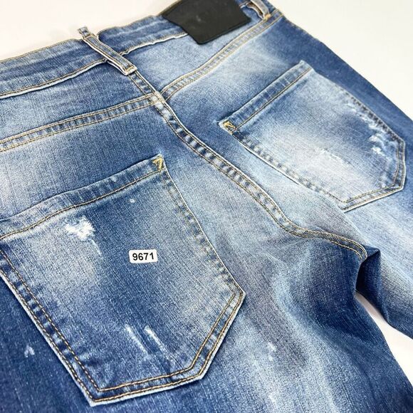 Dsquared2 Jeans Mens 46 Blue Wash Distressed Straight Relaxed Paint Splatter - Picture 12 of 12